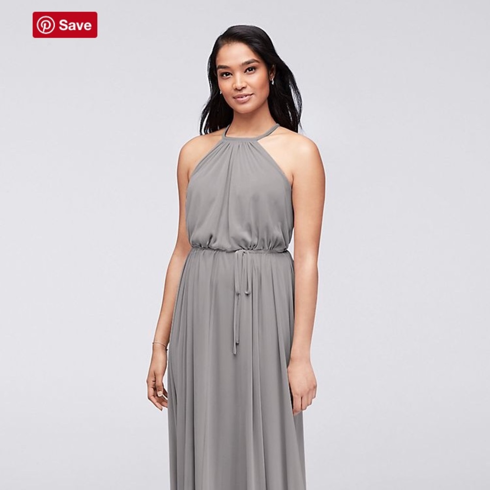 Soft Mesh Halter Bridesmaid Dress/ Gown